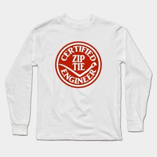 Certified Zip Tie Mechanic Sticker, Funny Technician Mechanic Electrician Construction Long Sleeve T-Shirt